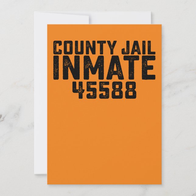 Halloween County Jail Inmate Prisoner Orange Costu Invitation (Front)