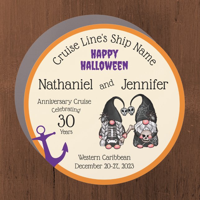 Halloween Couple Anniversary Cruise Door Magnet (Anniversary Halloween Cruise Door Marker)