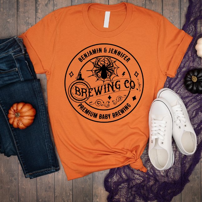 Halloween Couple Names Pregnancy Announcement T-Shirt (Creator Uploaded)
