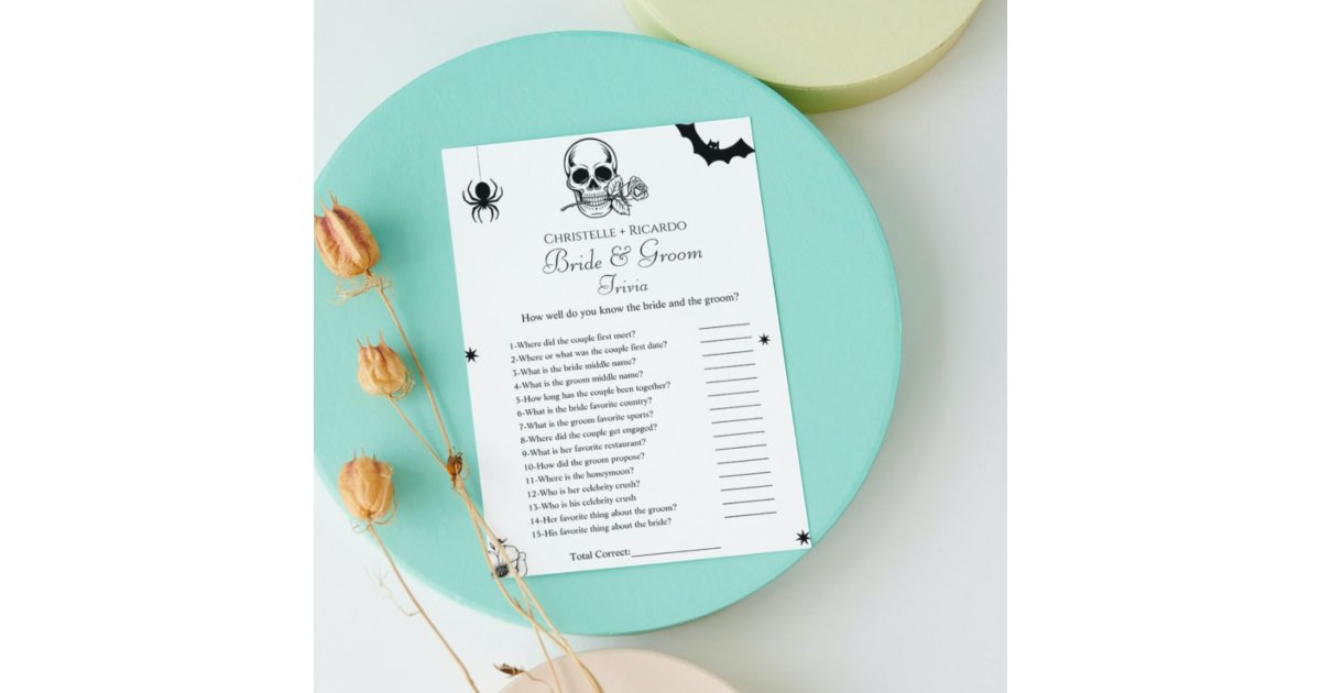 Halloween Couple Trivia Bridal Shower Game Card Zazzle