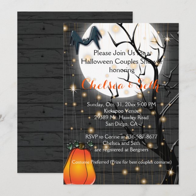 Halloween Couple's Bridal Shower - Invitation (Front/Back)