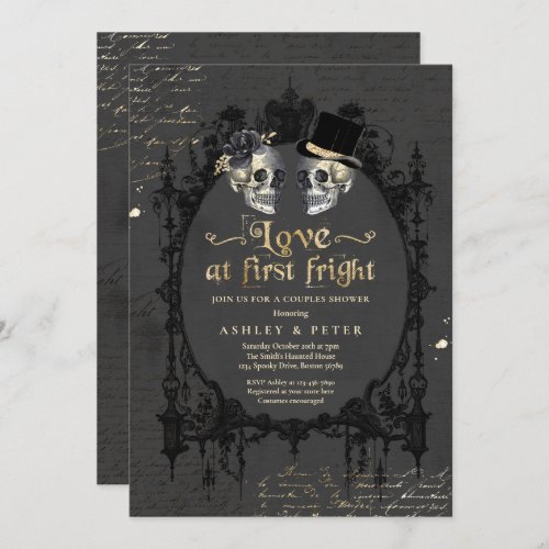  Halloween Couples Shower Engagement Gothic Skull  Invitation