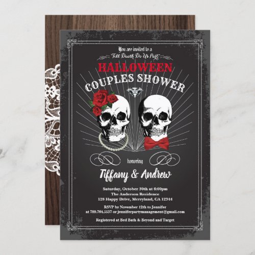 Halloween couples shower invitation Black and red Invitation