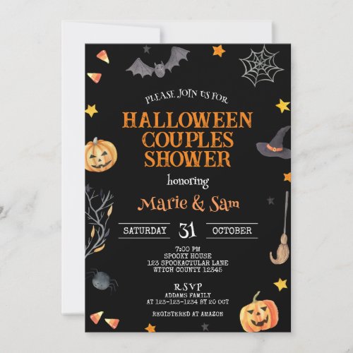 Halloween Couples Shower Wedding Shower Invitation