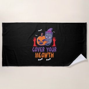 Halloween Cover Your Meowth Birthday Beach Towel
