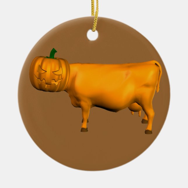 Halloween Cow Ceramic Ornament (Front)