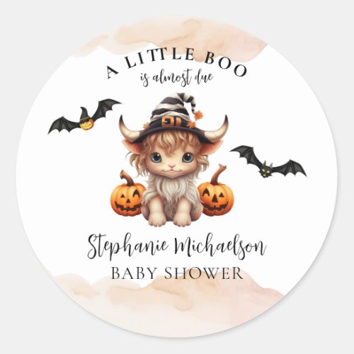 Halloween Cow Little Boo Baby Shower Classic Round Sticker