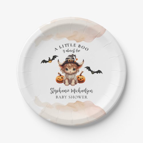 Halloween Cow Little Boo Baby Shower Paper Plates