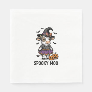 Halloween Cow Shirt Cute Witch Calf Engraving Art Napkins
