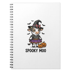 Halloween Cow Shirt Cute Witch Calf Engraving Art Notebook