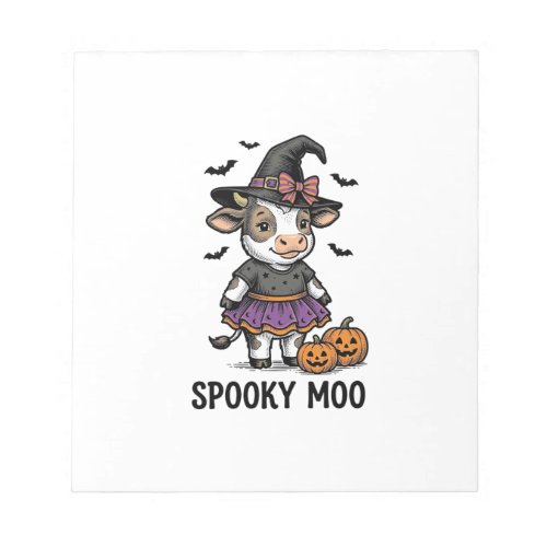 Halloween Cow Shirt Cute Witch Calf Engraving Art Notepad