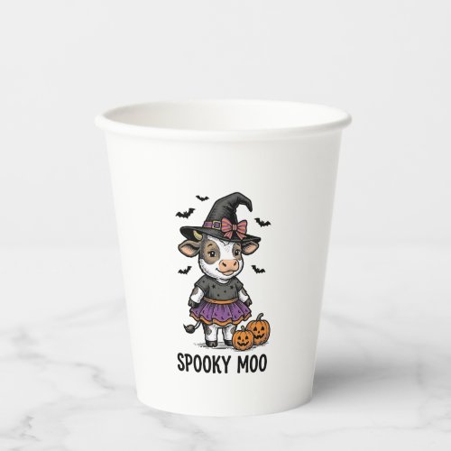 Halloween Cow Shirt Cute Witch Calf Engraving Art Paper Cups