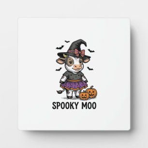 Halloween Cow Shirt Cute Witch Calf Engraving Art Plaque