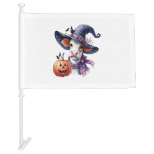 Halloween Cow with Fall Car Flag