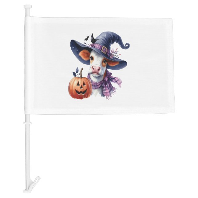Halloween Cow with Fall Car Flag (Front)