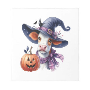 Halloween Cow with Fall Notepad