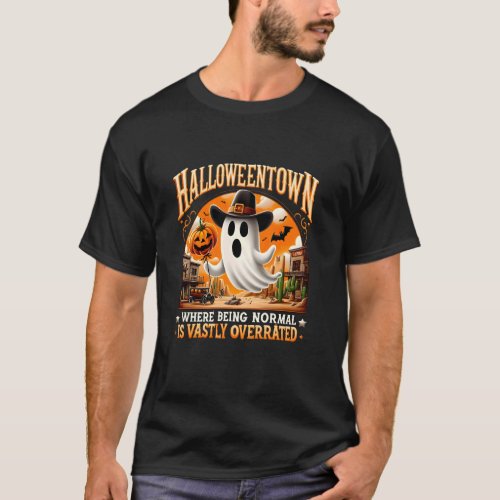 Halloween Cowboy Ghost Halloween Town Spooky Pumpk T-Shirt