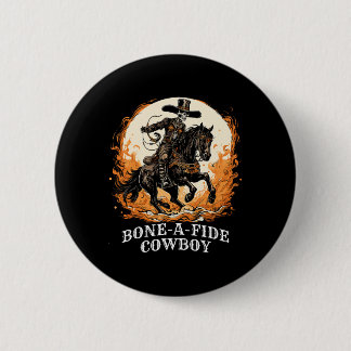 Halloween Cowboy Spooky Skeleton Rodeo Horse Button