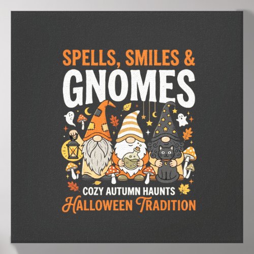 Halloween Cozy Gnome Gathering Canvas Photo Tile