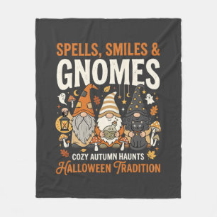 Halloween Cozy Gnome Gathering Fleece Blanket