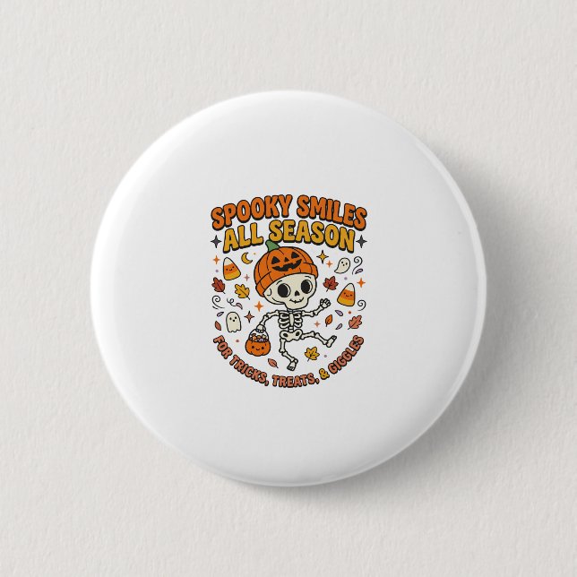 Halloween Cozy Skeleton Celebration Button (Front)