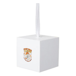 Halloween Cozy Skeleton Celebration Cube Ornament