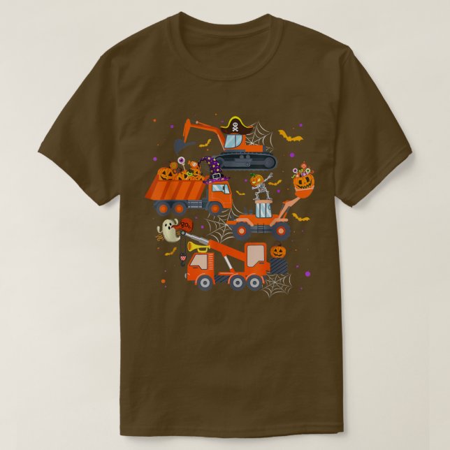 Halloween Crane Truck Construction Pumpkin Toddler T-Shirt (Design Front)