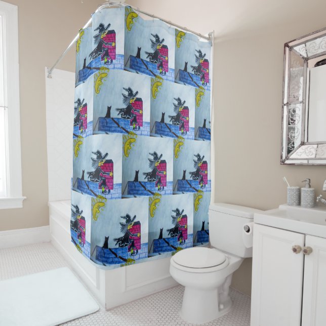 HALLOWEEN CRASHED WITCH Shower Curtain (In Situ)