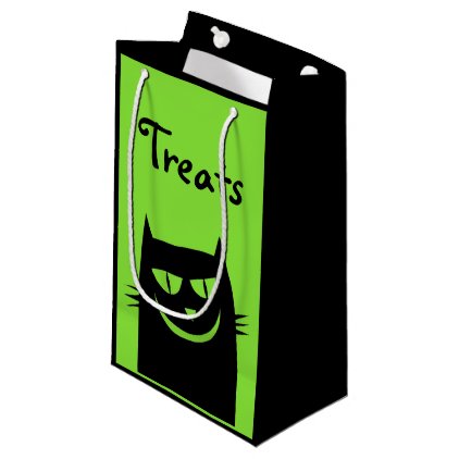 Halloween Crazy Black Cat Green Treats Gift Bag