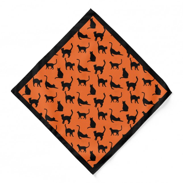 Halloween Crazy Cat Black and Orange  Bandana (Front)