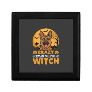 Halloween Crazy German Shepherd Witch Design Gift Box