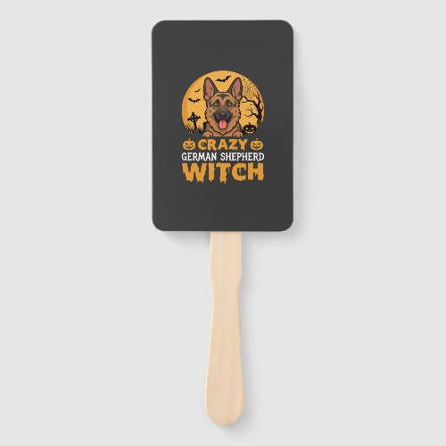 Halloween Crazy German Shepherd Witch Design Hand Fan