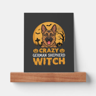 Halloween Crazy German Shepherd Witch Design Picture Ledge