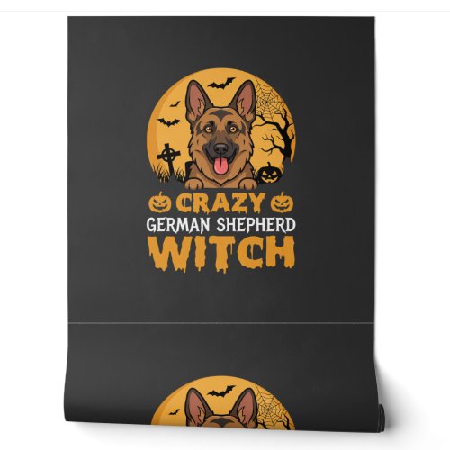 Halloween Crazy German Shepherd Witch Design Wallpaper