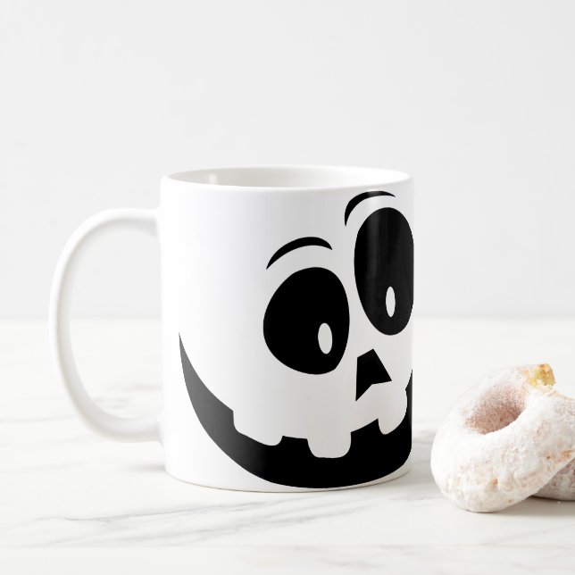 Halloween Crazy Ghost Face Coffee Mug (With Donut)