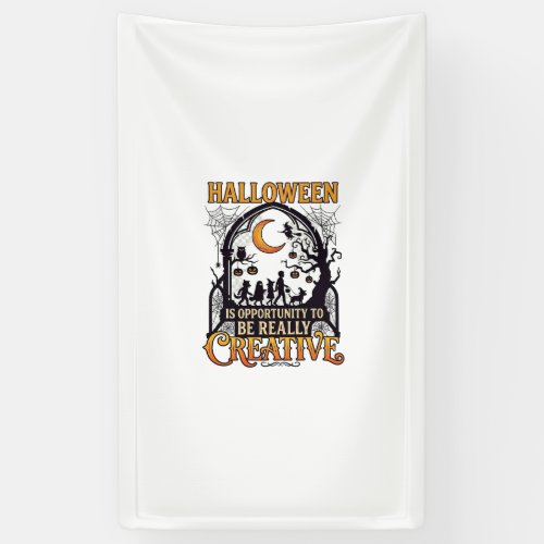 Halloween Creative Kids Silhouette Crescent Moon W Banner