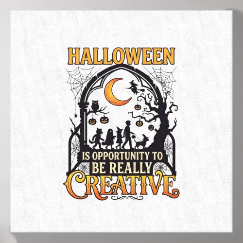 Halloween Creative Kids Silhouette Crescent Moon W Canvas Photo Tile
