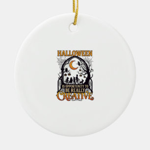 Halloween Creative Kids Silhouette Crescent Moon W Ceramic Ornament
