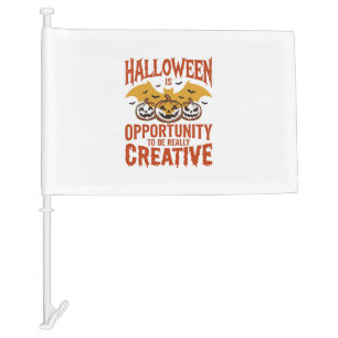 Halloween Creative Pumpkin Bat Vintage Vector Desi Car Flag