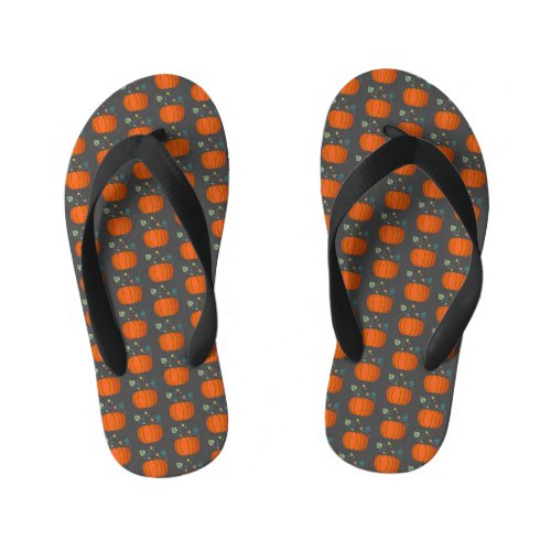 Halloween Creative Pumpkin Vegetable Design   Kids Flip Flops