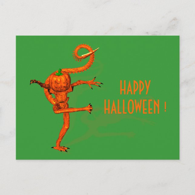 Halloween Creature From Galaxy Pumpkin Postcard (Front)