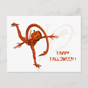 Halloween Creature From Galaxy Pumpkin Postcard