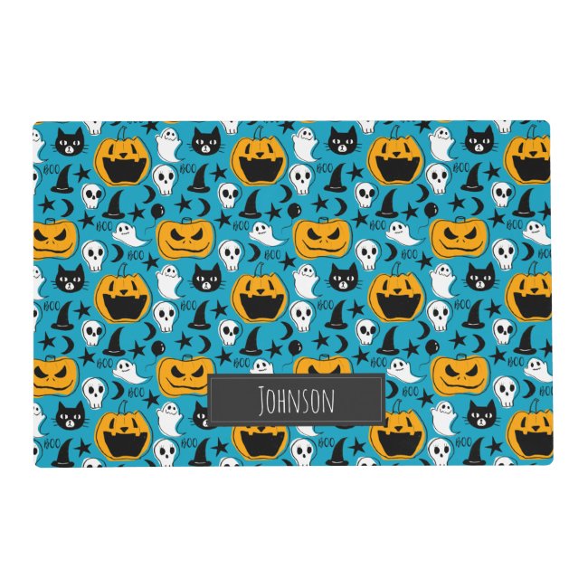 Halloween Creatures Illustration with Family Name