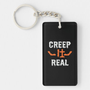 Halloween Creep It Real Funny Bat Birthday Keychain