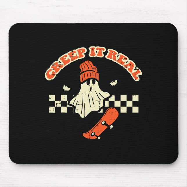 Halloween Creep It Real Ghost Skater Costume Men B Mouse Pad (Front)