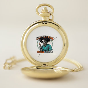 Halloween Creepin It Real! Nurse Edition Classic T Pocket Watch
