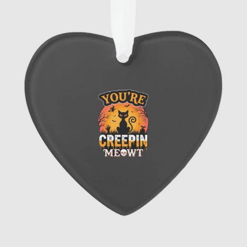 Halloween Creepin Meowt Black Cat Witch Design Ornament