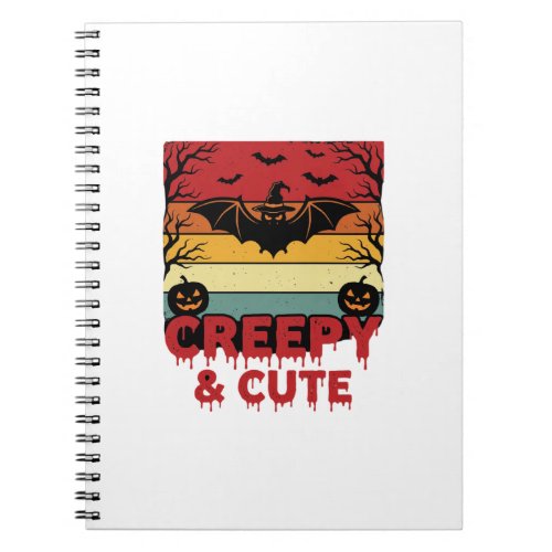Halloween Creepy and Cute Vintage Bat Notebook