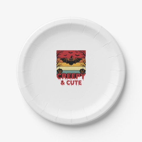 Halloween Creepy and Cute Vintage Bat Paper Plates