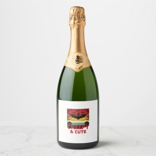 Halloween Creepy and Cute Vintage Bat Sparkling Wine Label